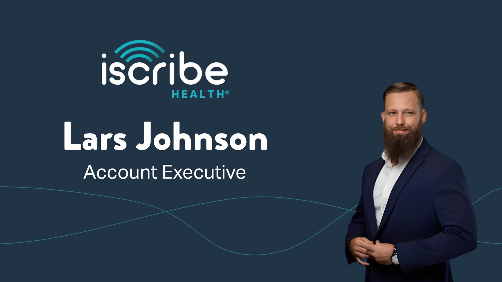 Lars Johnson, Account Executive at iScribe Health, in a branded employee spotlight portrait