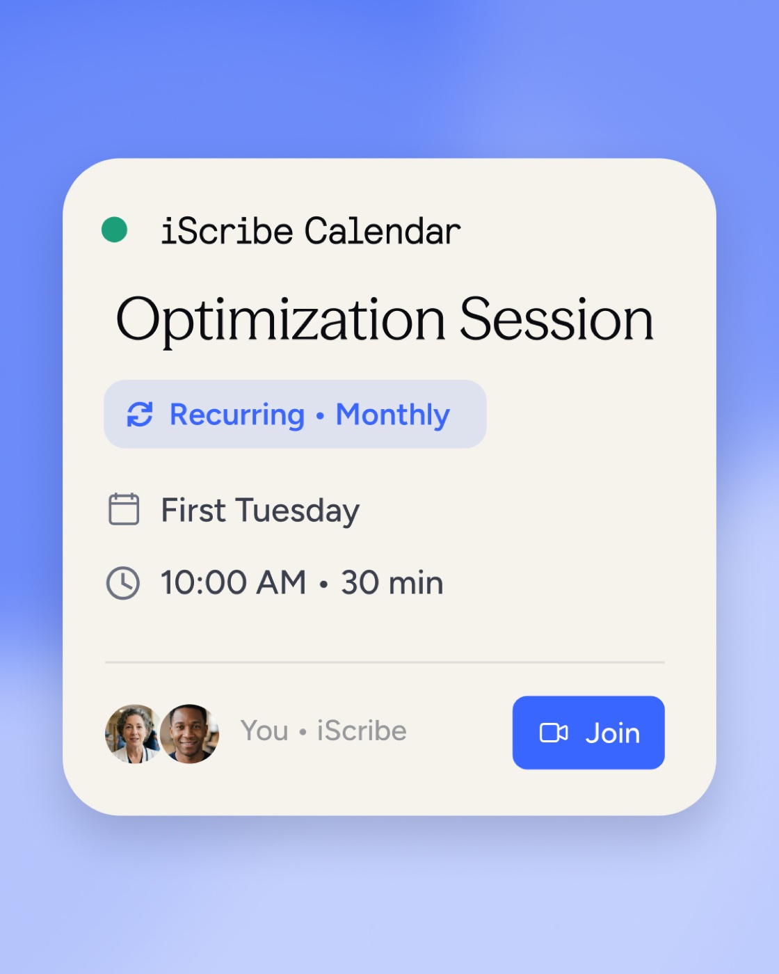 A recurring monthly optimization session